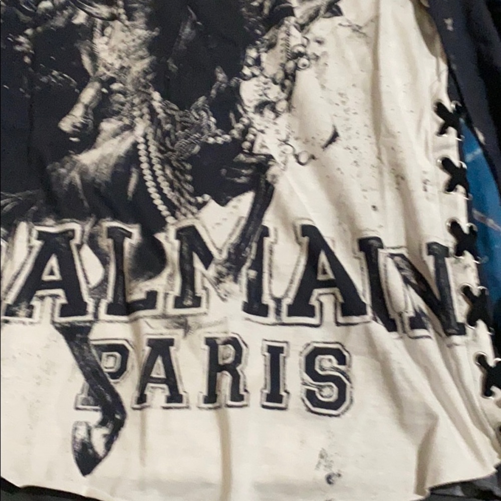 Balmain Paris Faux Double Top Lace Print chevaux